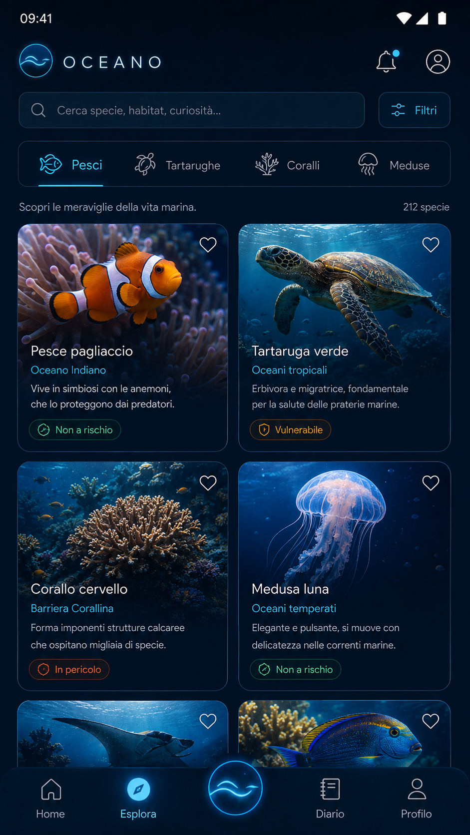 Esplora: catalogo delle specie marine
